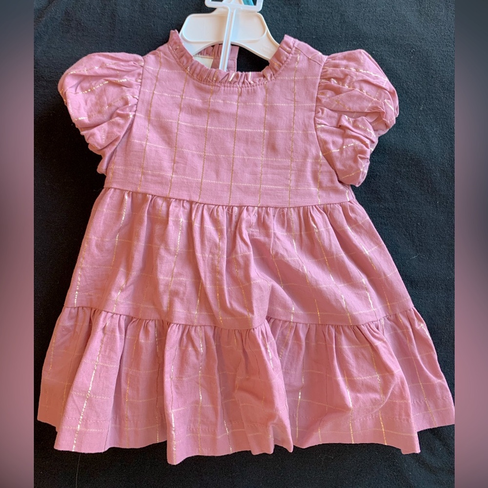 Baby girl pink & gold spring/summer dress, size 3-6 months